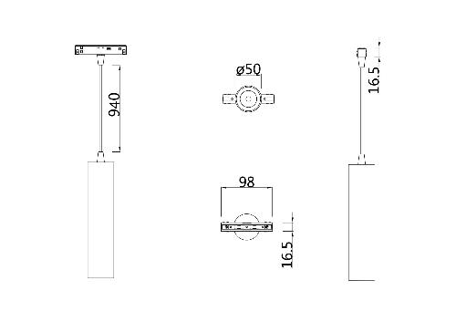 Трековый подвесной светильник Technical TR016-2-12W4K-W