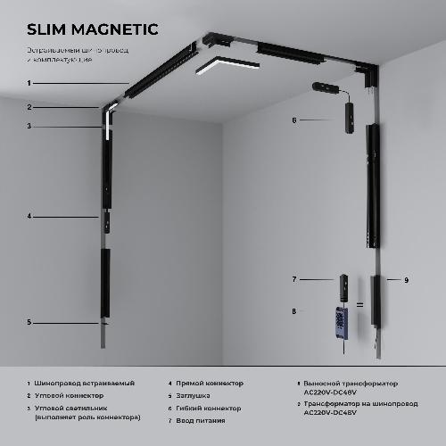 Slim Magnetic Шинопровод встраиваемый (черный) (2м) 85087/00
