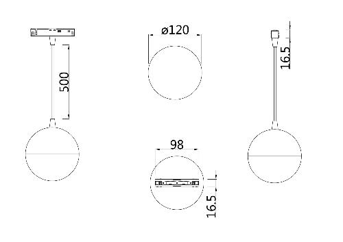 Трековый подвесной светильник Technical TR018-2-10W4K-B