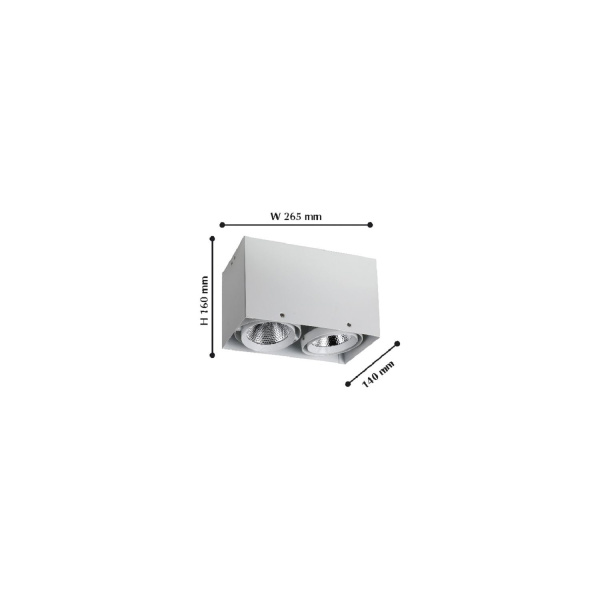 1986-2U, потолочный светильник, L265xW140xH160, COB 2xLEDx12W, RA>80, BEAM ANGLE:24°, 1920LM, 4000K, included