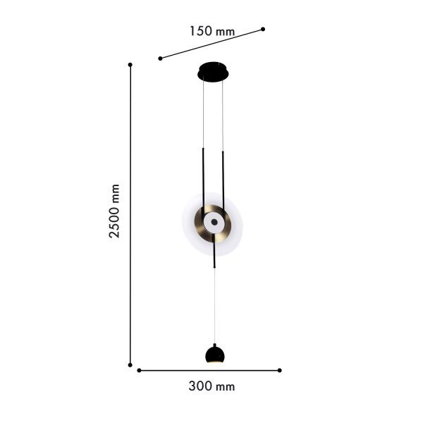 4566-2P, подвес, L300xW150xH1500/2500, LEDx19W, 1200LM, 4000K, included
